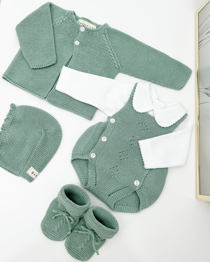 Mint green dungaree set (3 pieces)