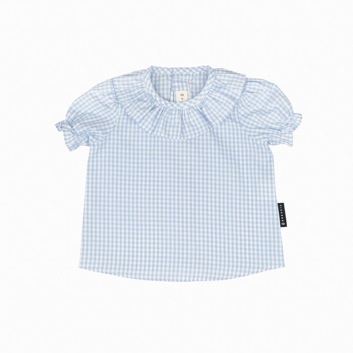 Camisa Volante Vichy Azul